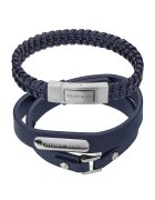 Philipp Blanc Set de bratari din piele Andreas - 2 piese - Albastru inchis/Argintiu