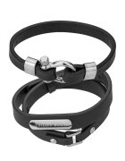 Philipp Blanc Set de bratari din piele Paul - 2 piese - Negru/Argintiu