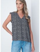 Pieces Bluza cu model si decolteu in V - Negru/Alb murdar