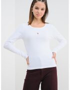 Pieces Bluza din amestec de bumbac organic cu striatii - Alb optic