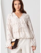 Pieces Bluza lejera cu perforatii - Gri deschis