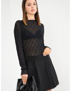 Pieces Bluza semitransparenta cu broderie - Negru