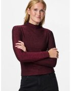 Pieces Bluza slim fit cu insertii stralucitoare - Visiniu