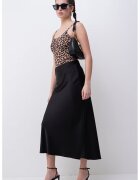Pieces Body cu animal print si bretele ajustabile - Negru/Maro