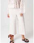 Pieces Pantaloni cu croiala ampla si model in dungi Filippa - Crem