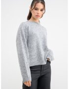 Pieces Pulover lejer cu strasuri - Gri melange/Argintiu