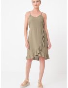 Pieces Rochie cu model uni si volan - Verde feriga