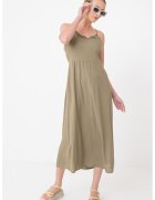 Pieces Rochie maxi cu decolteu cu volane - Verde feriga