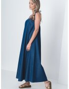 Pieces Rochie maxi de denim cu bretele cu prindere pe umeri - Albastru inchis
