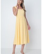 Pieces Rochie midi cu model floral si decolteu patrat Nya - Galben