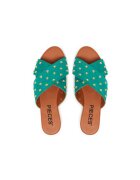 Pieces Slapi dama - 17156837 - Piele naturala - Verde