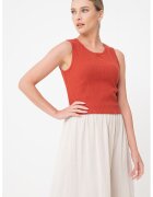 Pieces Top crop cu decolteu rotund - Caramiziu