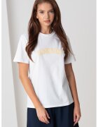 Pieces Tricou cu decolteu la baza gatului Taya - Alb/Galben