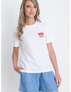 Pieces Tricou de bumbac organic cu imprimeu grafic - Rosu/Alb optic