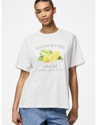 Pieces Tricou din bumbac organic cu imprimeu fructe - Alb/Verde/Galben