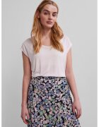 Pieces Tricou uni cu decolteu rotund - Alb