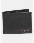 Pierre Cardin Portofel pliabil din piele cu logo metalic - Negru/Rosu inchis