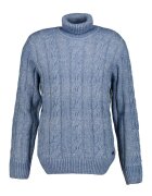 Pierre Cardin Pulover cu guler inalt si model torsade - Albastru pastel