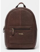Pierre Cardin Rucsac din piele cu buzunar exterior - Maro cognac