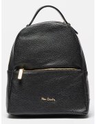 Pierre Cardin Rucsac din piele cu buzunar frontal cu fermoar - Negru
