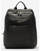 Pierre Cardin Rucsac din piele cu buzunare multiple - Negru