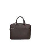 Pierre Cardin Servieta de piele cu un buzunar extern - Maro inchis