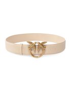 Pinko Curea de piele cu catarama metalica Love Birds - Bej deschis