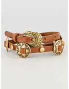 Pinko Curea de piele cu tinte si elemente metalice - Caramel