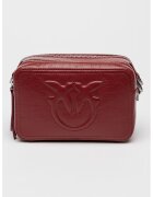 Pinko Geanta crossbody de piele Carrie - Rosu inchis