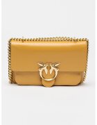 Pinko Geanta crossbody de piele cu bareta din lant - Portocaliu persan