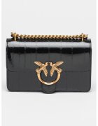 Pinko Geanta crossbody de piele cu bareta lant - Negru