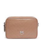 Pinko Geanta crossbody de piele cu doua compartimente - Bej