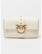 Pinko Geanta crossbody de piele Love One - Alb murdar