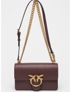 Pinko Geanta crossbody mica din piele cu aplicatie logo metalica Love One - Violet pruna