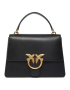 Pinko Geanta de piele cu bareta de umar Love One - Negru/Auriu antichizat