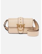 Pinko Geanta mica de piele cu bareta de umar si logo metalic Love One - Crem