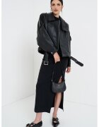 Pinko Jacheta biker de piele - Negru