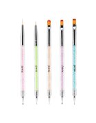 Pinx Set 5 pensule manichiura dubla intrebuintare - maner cu strasuri - multicolor