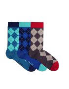 Pirin Hill Sosete bambus COMFORT FEET Argyle Box 3buc. Albastru Petrol Antracit