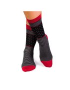 Pirin Hill Sosete bambus FINE BAMBOO cu buline si dungi negru gri