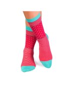 Pirin Hill Sosete bambus FINE BAMBOO cu buline si dungi roz fucsia