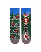 Pirin Hill Sosete din bumbac organic de Craciun Arty Socks Cerb Motociclist Verde inchis