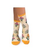 Pirin Hill Sosete Fine din Bumbac organic cu model floral Galben
