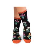 Pirin Hill Sosete Fine din Bumbac organic cu model floral Negru