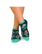 Pirin Hill Sosete scurte bumbac - model floral - Verde Inchis