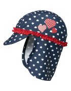 Playshoes Sapca de soare cu protectie - fete - Bleumarin/Rosu/Inimi