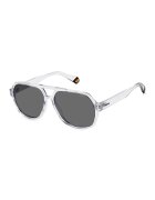 Polaroid Ochelari de soare aviator cu lentile polarizate si moddel unisex - Negru/Transparent