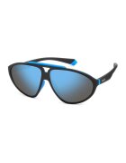Polaroid Ochelari de soare unisex cu lentile oglinda polarizate - Negru/Albastru