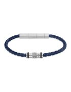 Police Bratara de piele cu aspect impletit - Bleumarin