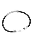 Police Bratara piele - Negru - Argintiu - 20 CM